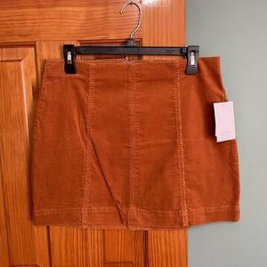Love, fire mini skirt, rust orange, corduroy, NWT